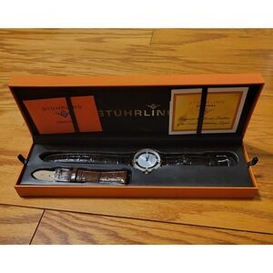 New Stuhrling Original Men's Watch Crystal Swiss Quartz With Extra Band Untested